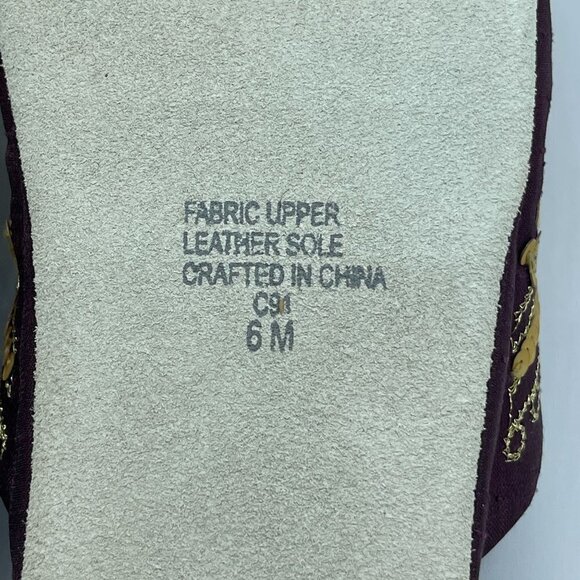 Suzanne Somers Loungewear Collection Slippers Burgundy Gold Beaded House Shoes - Picture 8 of 8